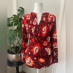 Old Navy Burgundy Floral Blouse